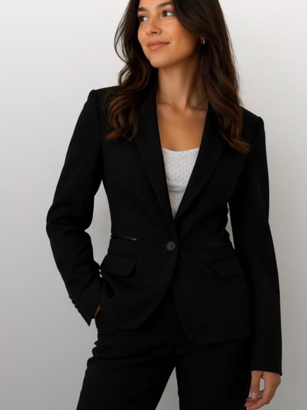 Express Editor Collection Fitted One-Button Stretch Blazer Black Women's Size 2
